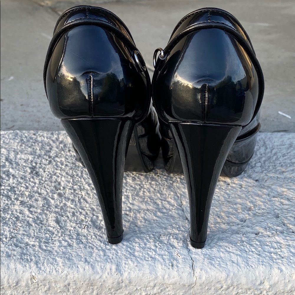 T.U.K. Gorgeous Black Lace Up Pumps Heel Shoes SZ5 - Picture 7 of 16